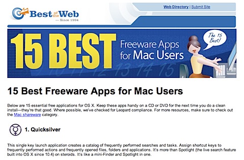 200808070034 Tidenes kilde liste over gratisprogrammer for Mac hovedsaker