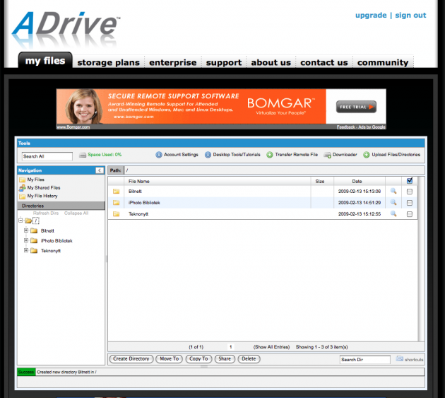 adrive 630x563 Lagre 50 GB med filer gratis på nett med ADrive nettsted tips