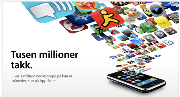 appstore millard En milliard nedlastninger fra AppStore hoyre