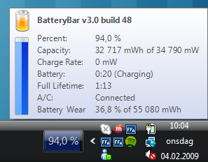 batterybar BatteryBar   ein skikkeleg batteriindikator for Windows guider og tips