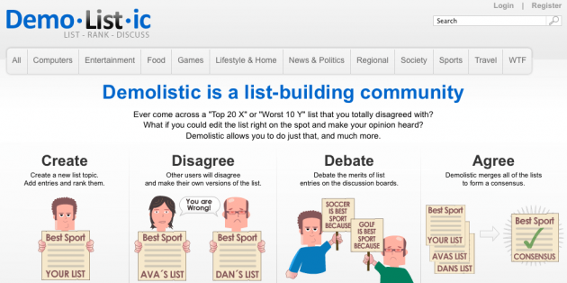 demolistic 2 630x314 Demolistic: egen nettjeneste for topplister nyheter