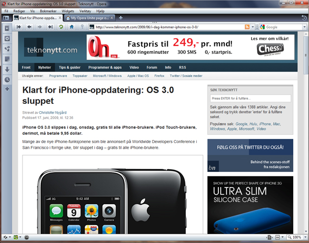 Opera 10s interface er svært lekkert, og utkonkurrerer de andre nettleserne visuelt sett. Farten er dessverre ikke helt på nivå med Webkit-konkurrentene, men det står til godkjent også på det området.
